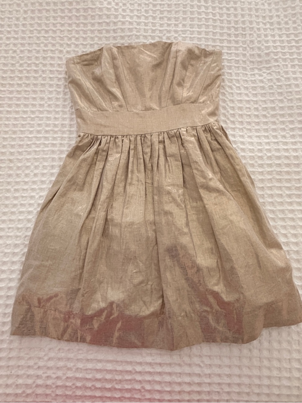 Shoshanna Metallic Gold Strapless Cocktail Dress
